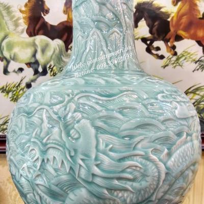 BÌNH MEN NGỌC THANH LONG CƯỠI MÂY VƯỢT BIỂN